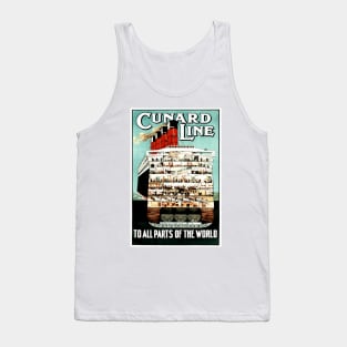 Cunard Line - Steamship Cutaway Illustration, Vintage Poster Design Tank Top